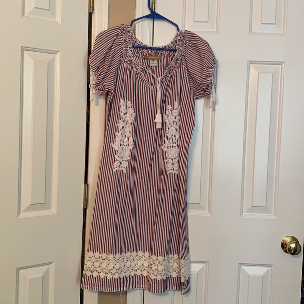 Red White and Blue Embroidered Dress